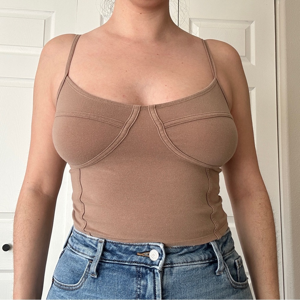 Hollister Tan Spaghetti Strap Crop Top